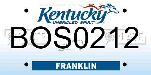 BOS0212 Kentucky License Plate