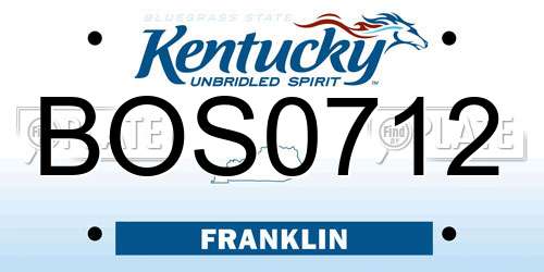 BOS0712 Kentucky License Plate