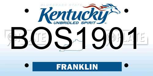 BOS1901 Kentucky License Plate