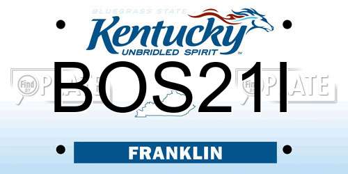 BOS21I Kentucky License Plate