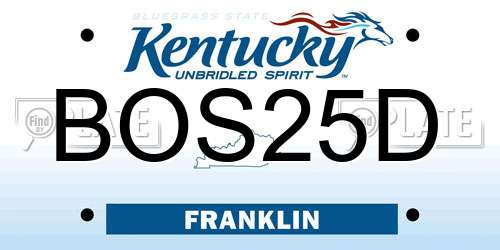 BOS25D Kentucky License Plate