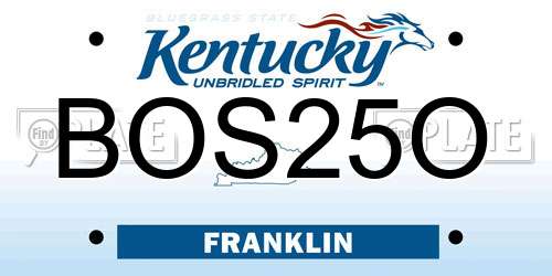 BOS25O Kentucky License Plate