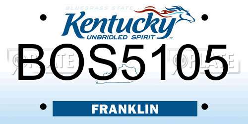 BOS5105 Kentucky License Plate