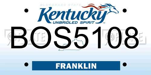 BOS5108 Kentucky License Plate