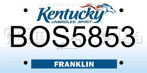 BOS5853 Kentucky License Plate