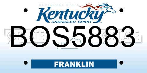 BOS5883 Kentucky License Plate