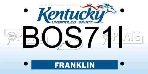 BOS71I Kentucky License Plate