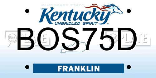 BOS75D Kentucky License Plate