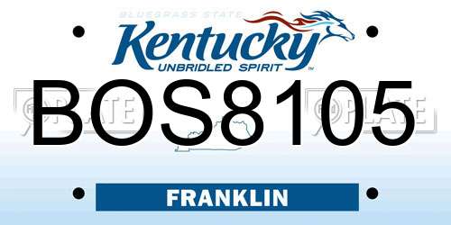 BOS8105 Kentucky License Plate