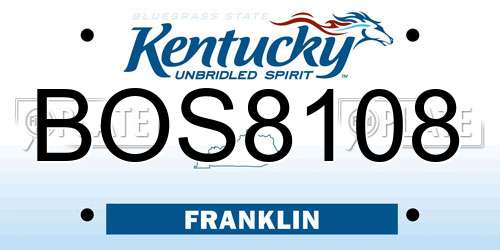 BOS8108 Kentucky License Plate
