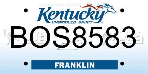 BOS8583 Kentucky License Plate