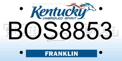 BOS8853 Kentucky License Plate