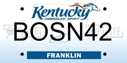 BOSN42 Kentucky License Plate