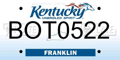 BOT0522 Kentucky License Plate
