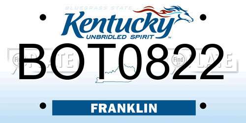 BOT0822 Kentucky License Plate