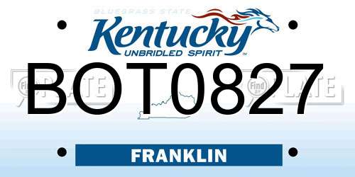 BOT0827 Kentucky License Plate