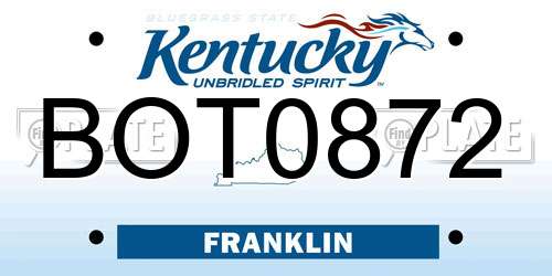 BOT0872 Kentucky License Plate