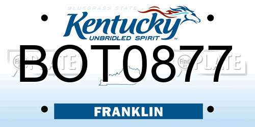 BOT0877 Kentucky License Plate