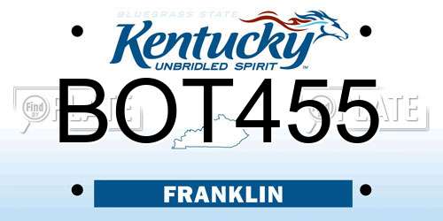 BOT455 Kentucky License Plate