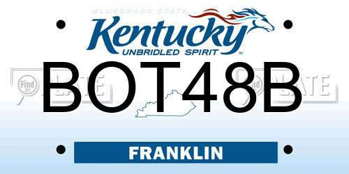 BOT48B Kentucky License Plate