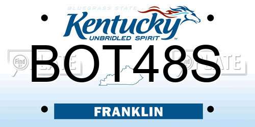 BOT48S Kentucky License Plate