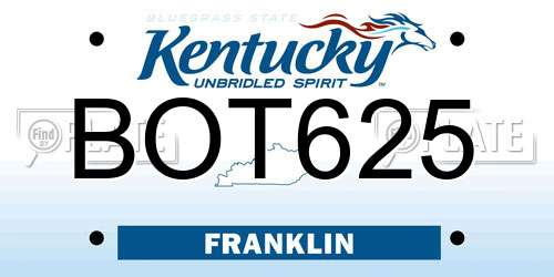 BOT625 Kentucky License Plate