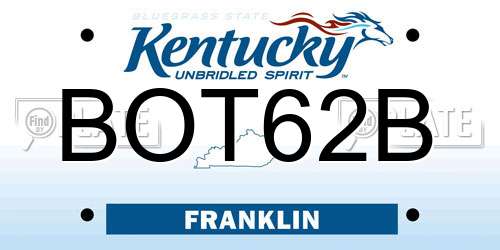 BOT62B Kentucky License Plate