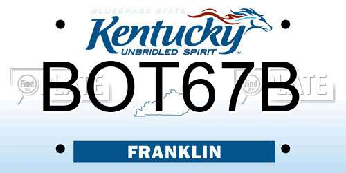 BOT67B Kentucky License Plate