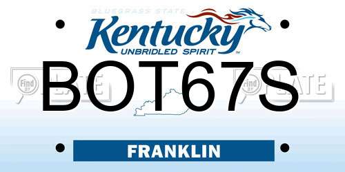 BOT67S Kentucky License Plate