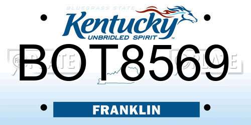BOT8569 Kentucky License Plate