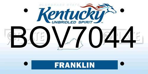 BOV7044 Kentucky License Plate