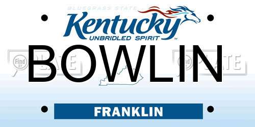 BOWLIN Kentucky License Plate