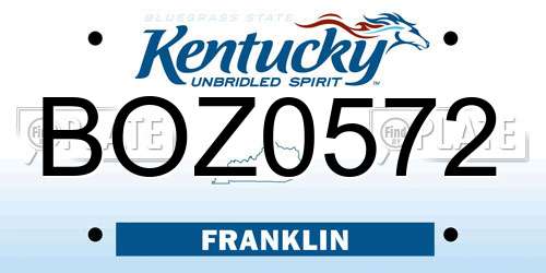 BOZ0572 Kentucky License Plate