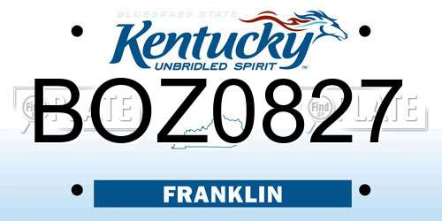 BOZ0827 Kentucky License Plate