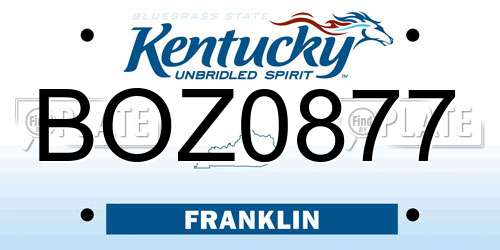 BOZ0877 Kentucky License Plate