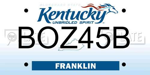 BOZ45B Kentucky License Plate