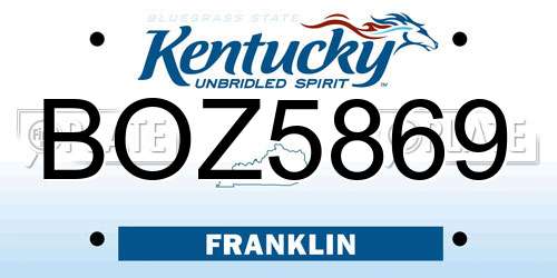 BOZ5869 Kentucky License Plate