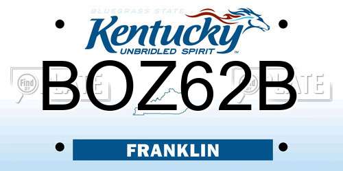 BOZ62B Kentucky License Plate