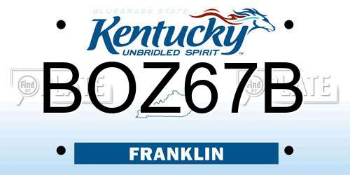 BOZ67B Kentucky License Plate