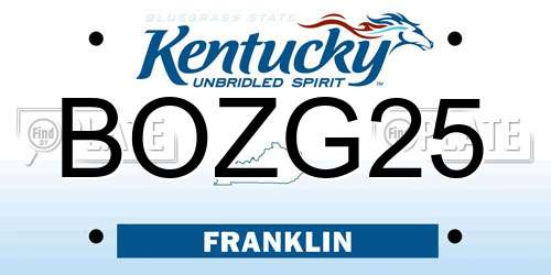 BOZG25 Kentucky License Plate