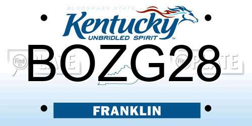 BOZG28 Kentucky License Plate