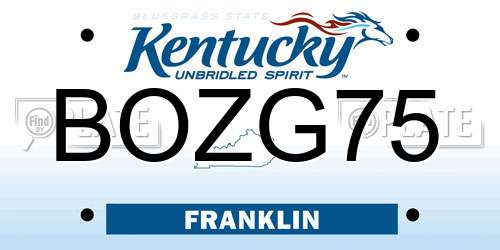 BOZG75 Kentucky License Plate