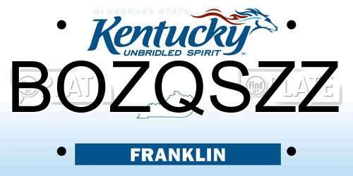 BOZQSZZ Kentucky License Plate