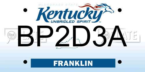 BP2D3A Kentucky License Plate
