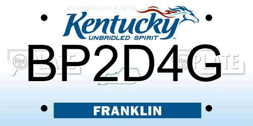 BP2D4G Kentucky License Plate