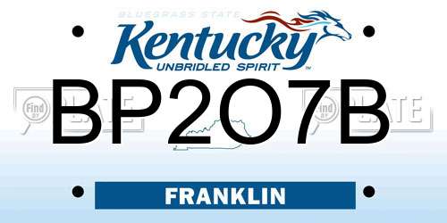 BP2O7B Kentucky License Plate