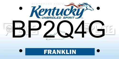BP2Q4G Kentucky License Plate