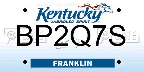 BP2Q7S Kentucky License Plate