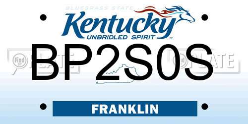 BP2S0S Kentucky License Plate