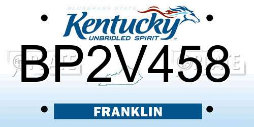 BP2V458 Kentucky License Plate